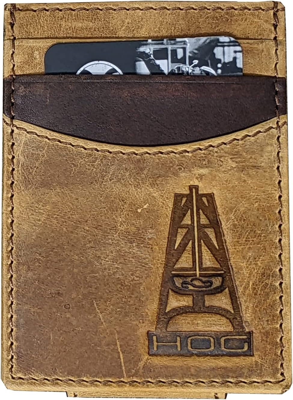 HOOey Embossed Logo (Brown) - Men's Money Clip Wallet