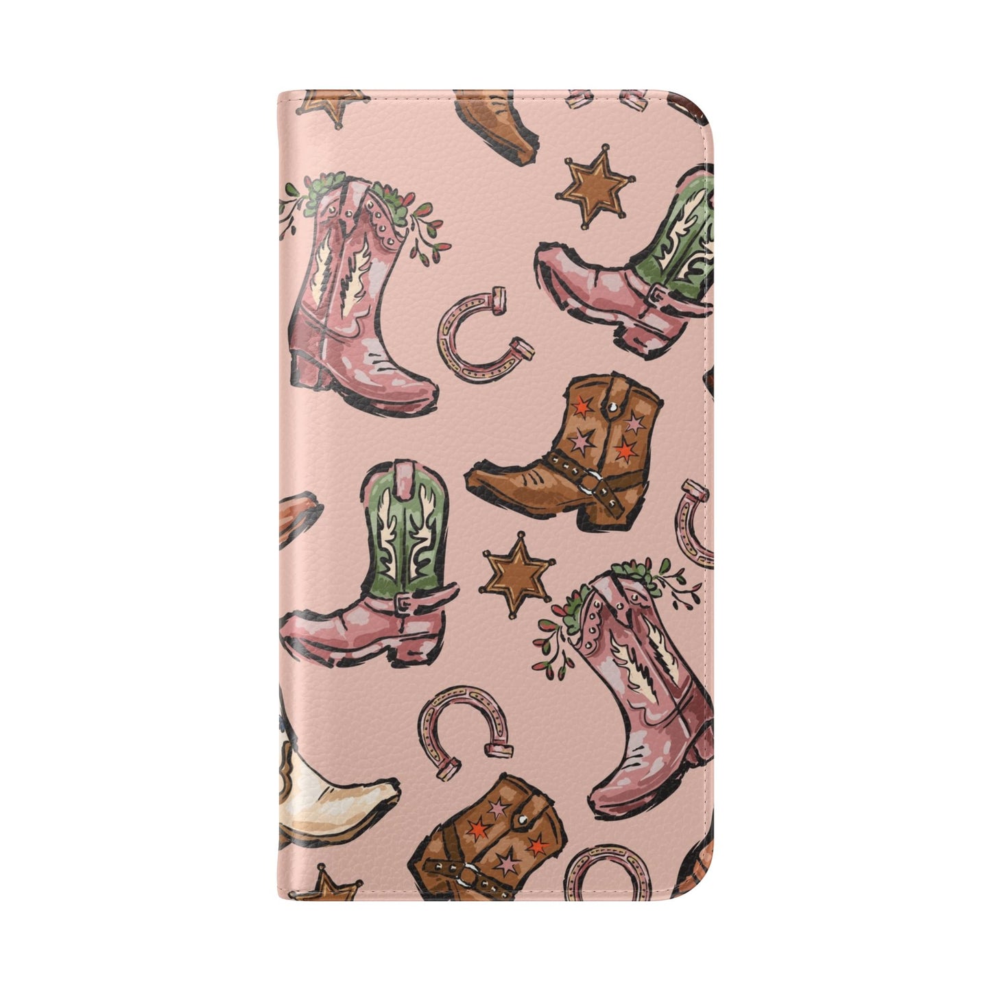 Western Boots Flip Wallet Phone Cases Pink