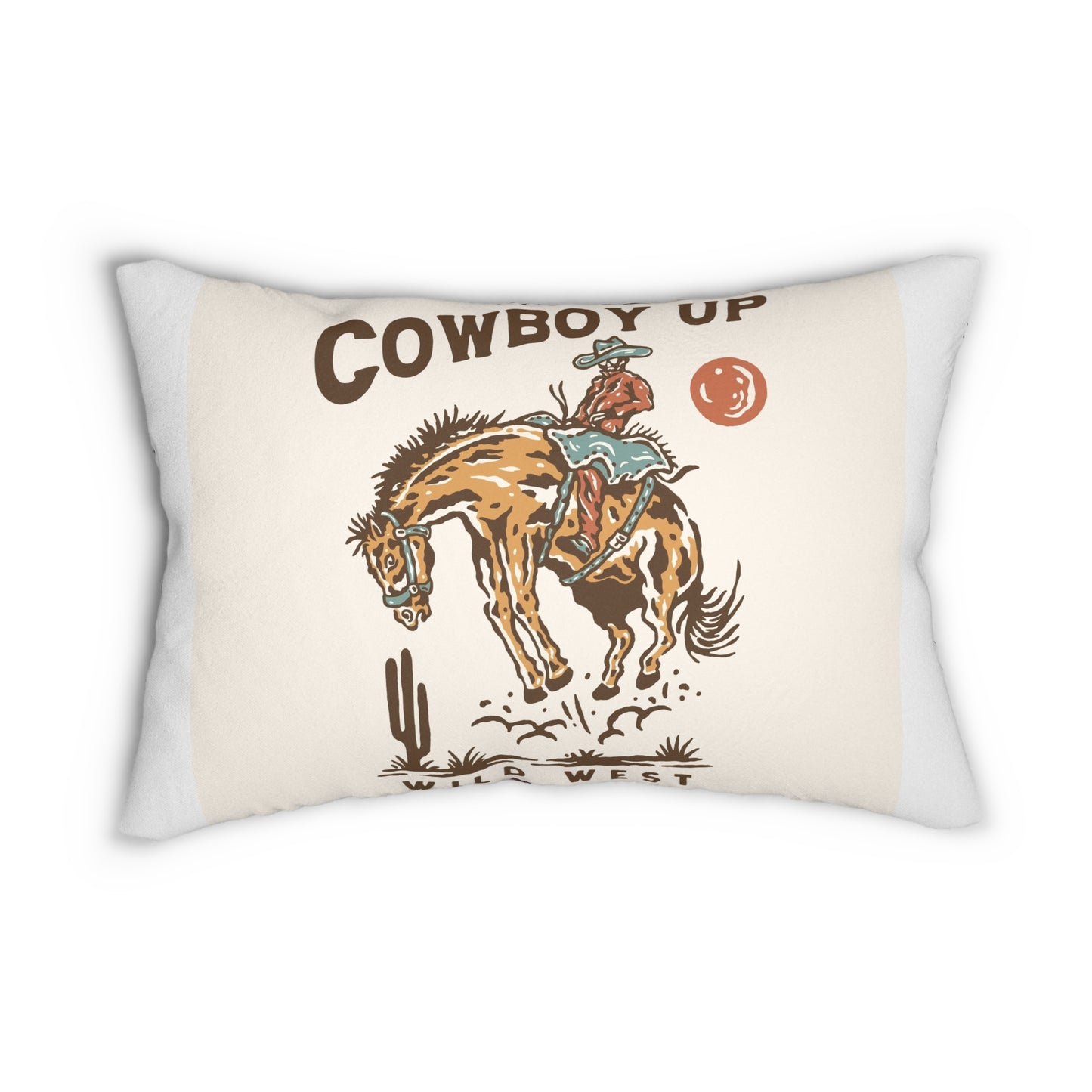 Cowboy Up Rodeo Lumbar Pillow — Western Cowboy Horse Throw Pillow