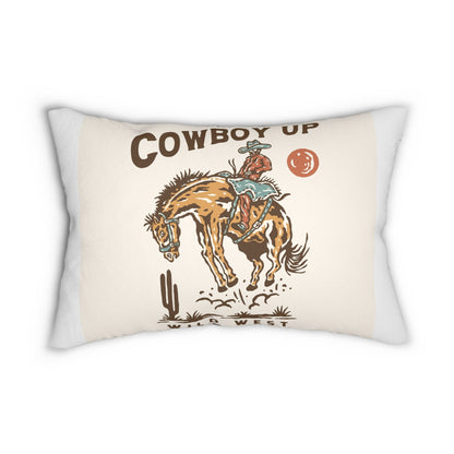 Cowboy Up Rodeo Lumbar Pillow — Western Cowboy Horse Throw Pillow