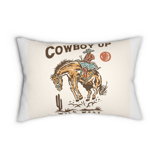 Cowboy Up Rodeo Lumbar Pillow — Western Cowboy Horse Throw Pillow