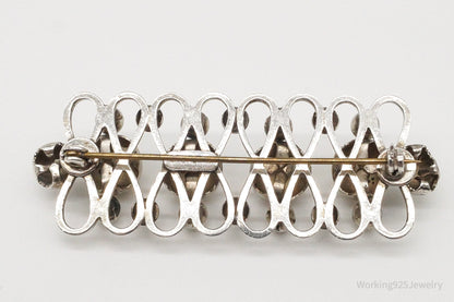 Large Vintage Mid Century Modernist Sterling Silver Pin Brooch