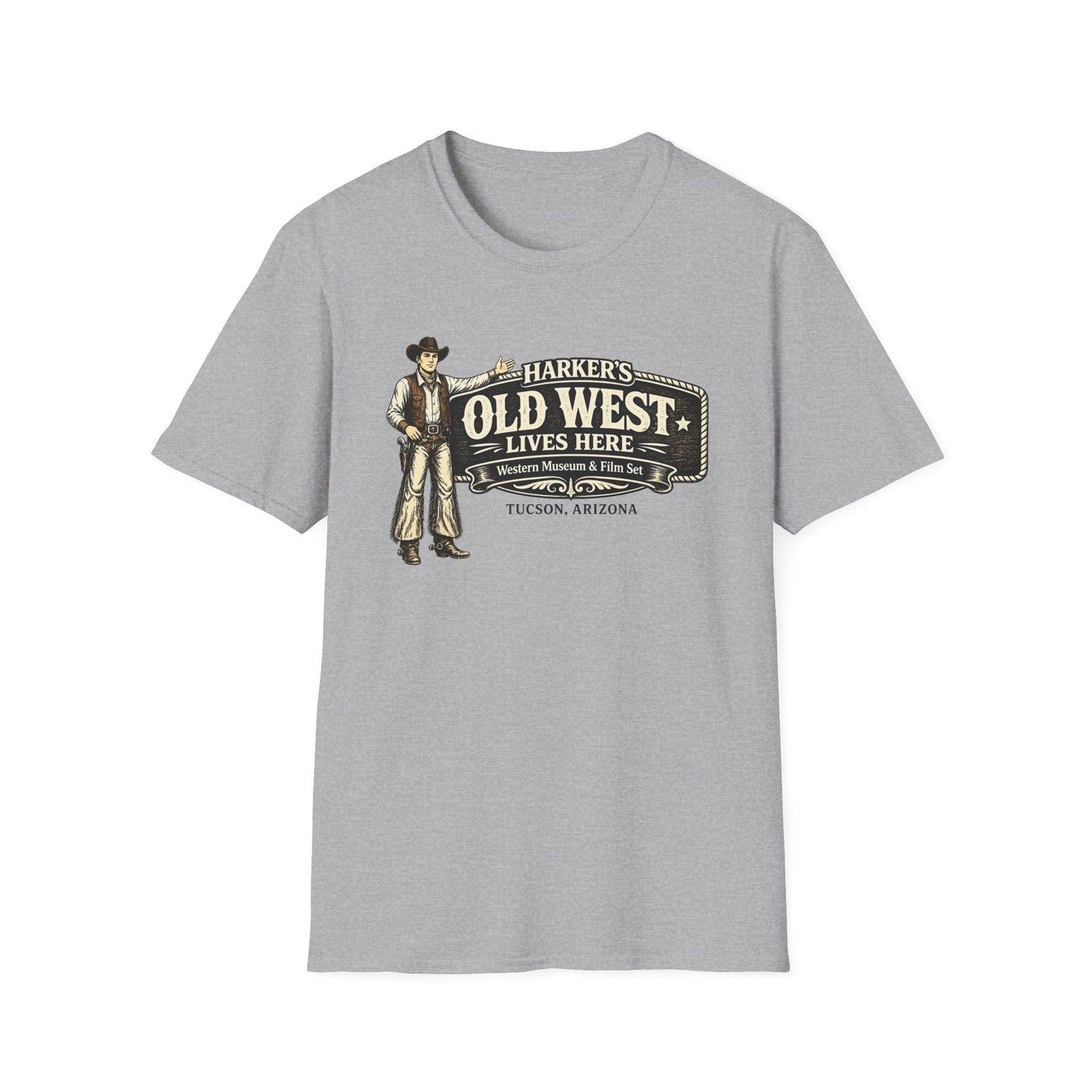 HARKER'S Old West Lives Here T-Shirt — Vintage Cowboy Tucson Graphic Tee