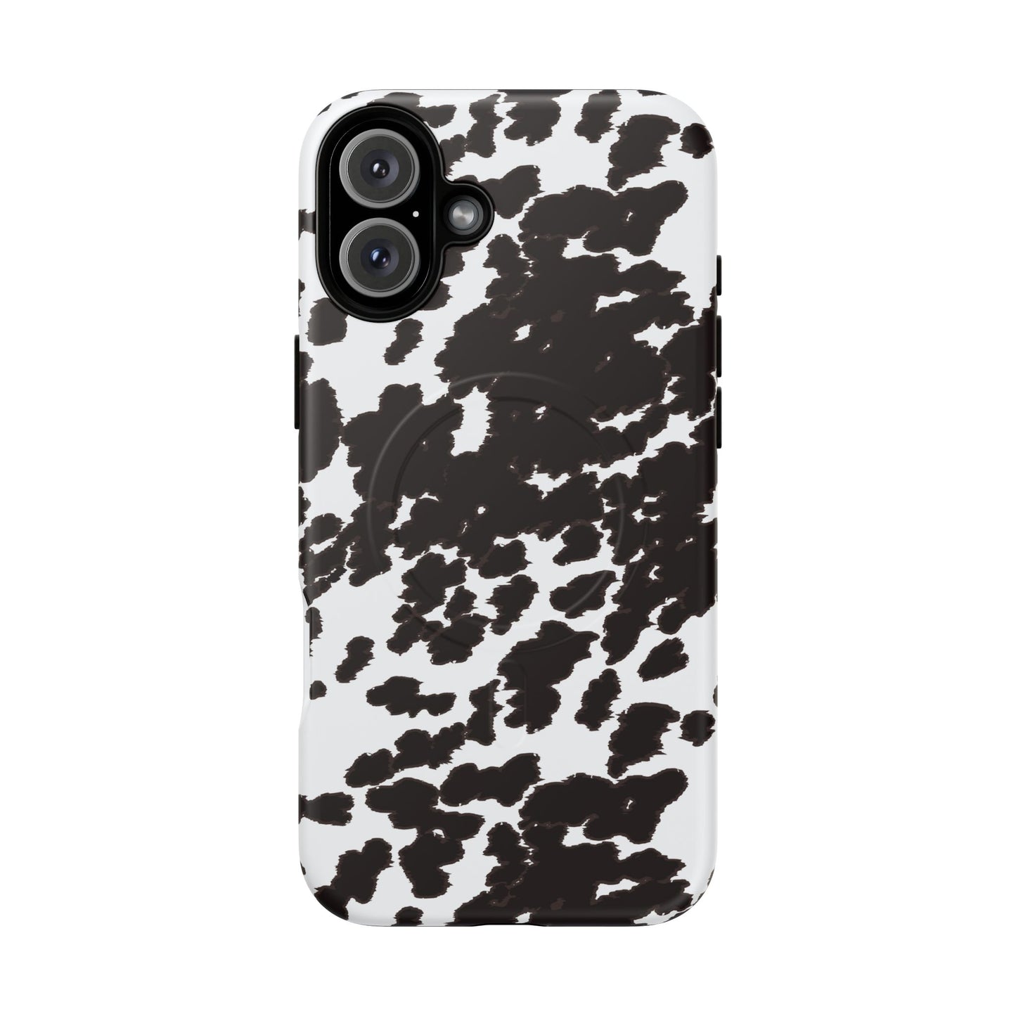 Cow Print Tough Magnetic Phone Case — Black & White Protective MagSafe Cover