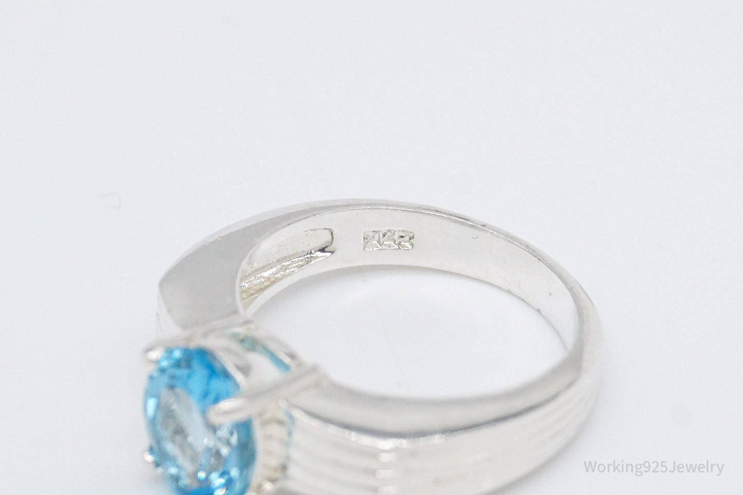Vintage Blue Topaz Sterling Silver Ring - Size 6.75