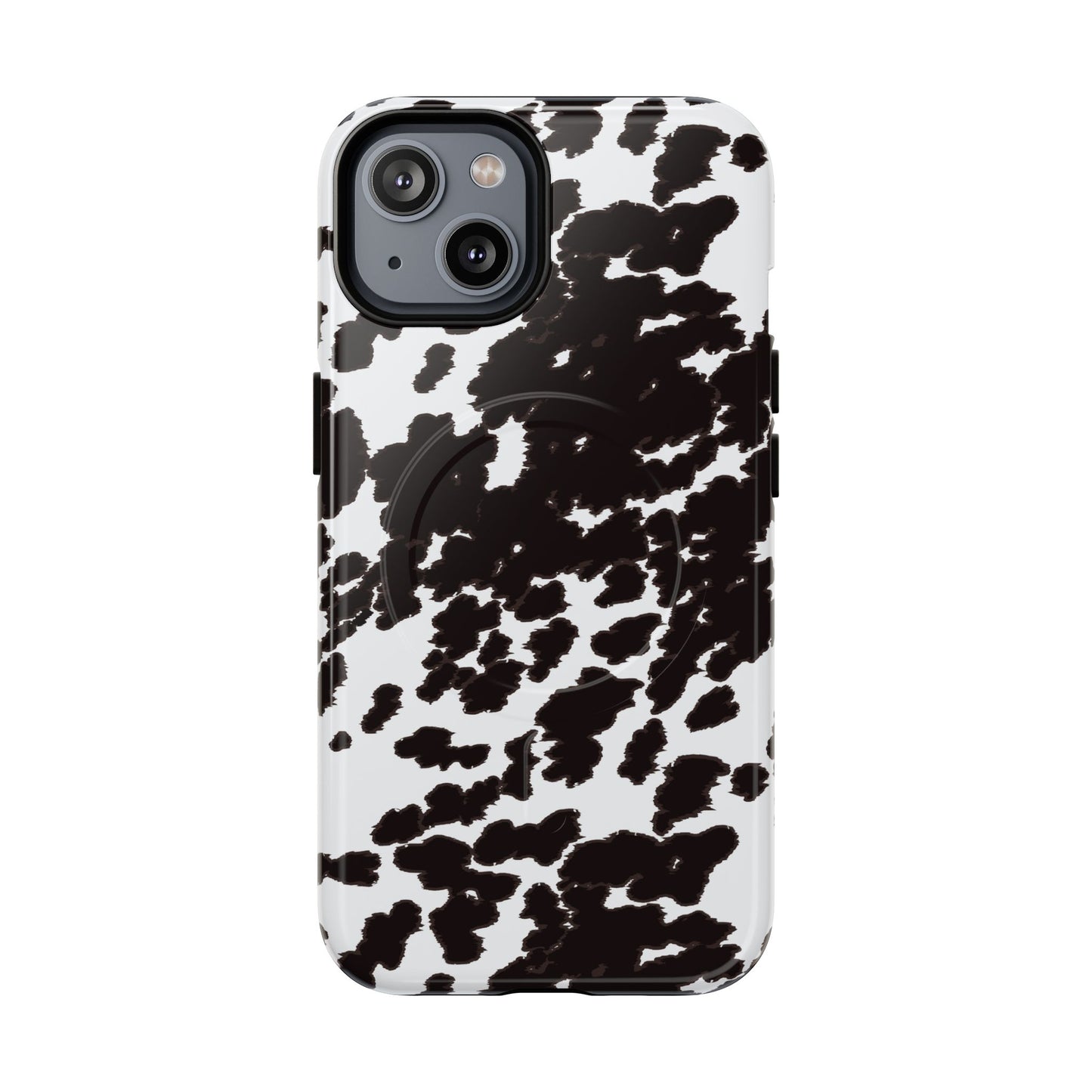 Cow Print Tough Magnetic Phone Case — Black & White Protective MagSafe Cover