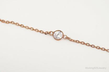 Vintage Rose Gold Vermeil Cubic Zirconia Sterling Silver Necklace