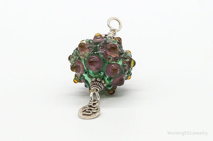 Vintage Large Glass Sterling Silver Pendant