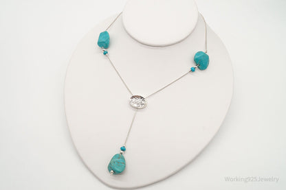 Vintage Israel Designer Avi Soffer Turquoise Sterling Silver Necklace