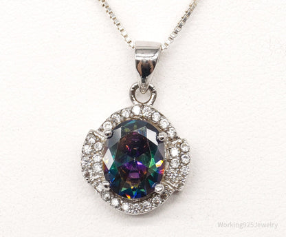 Mystic Topaz Cubic Zirconia Sterling Silver Necklace