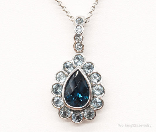 Vintage Blue Topaz Sterling Silver Necklace