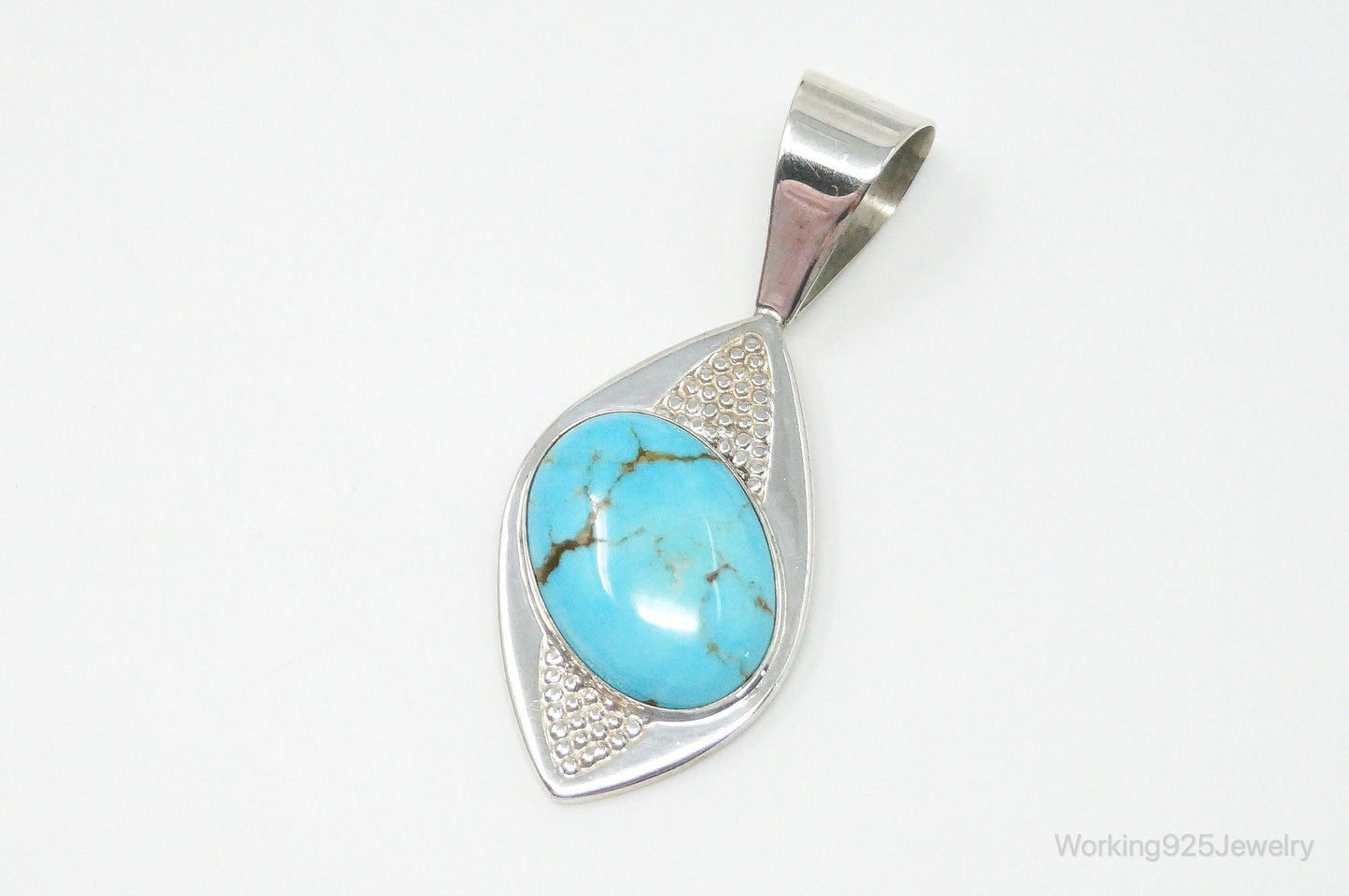Vintage Desert Rose Trading Co Large Turquoise Sterling Silver Pendant