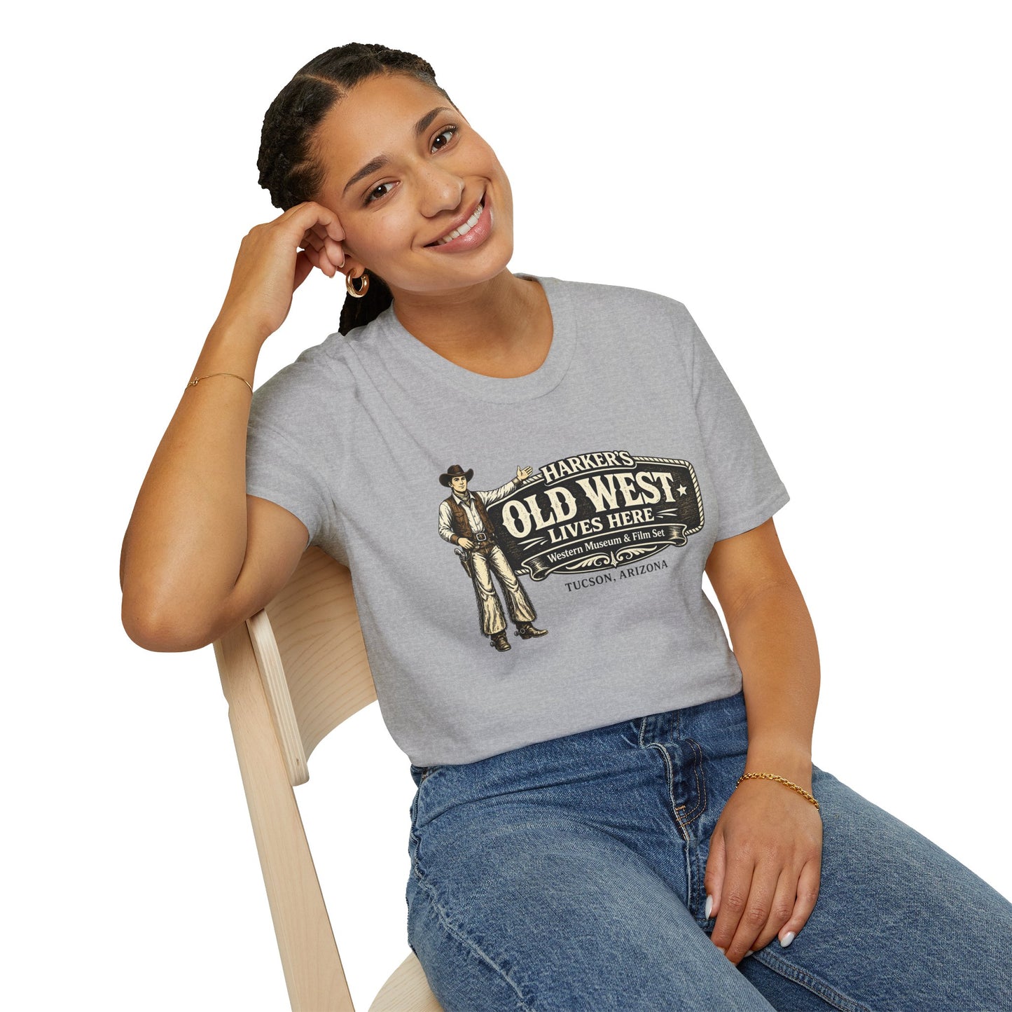 HARKER'S Old West Lives Here T-Shirt — Vintage Cowboy Tucson Graphic Tee