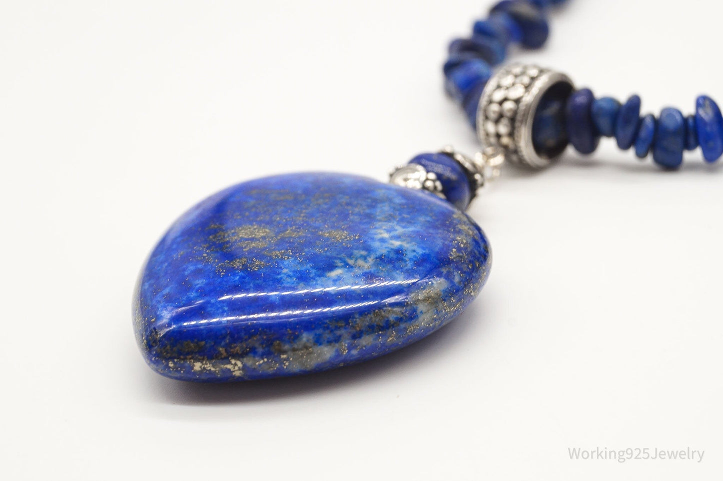 VTG Southwestern Desert Rose Trading Lapis Lazuli Bead Sterling Silver Necklace