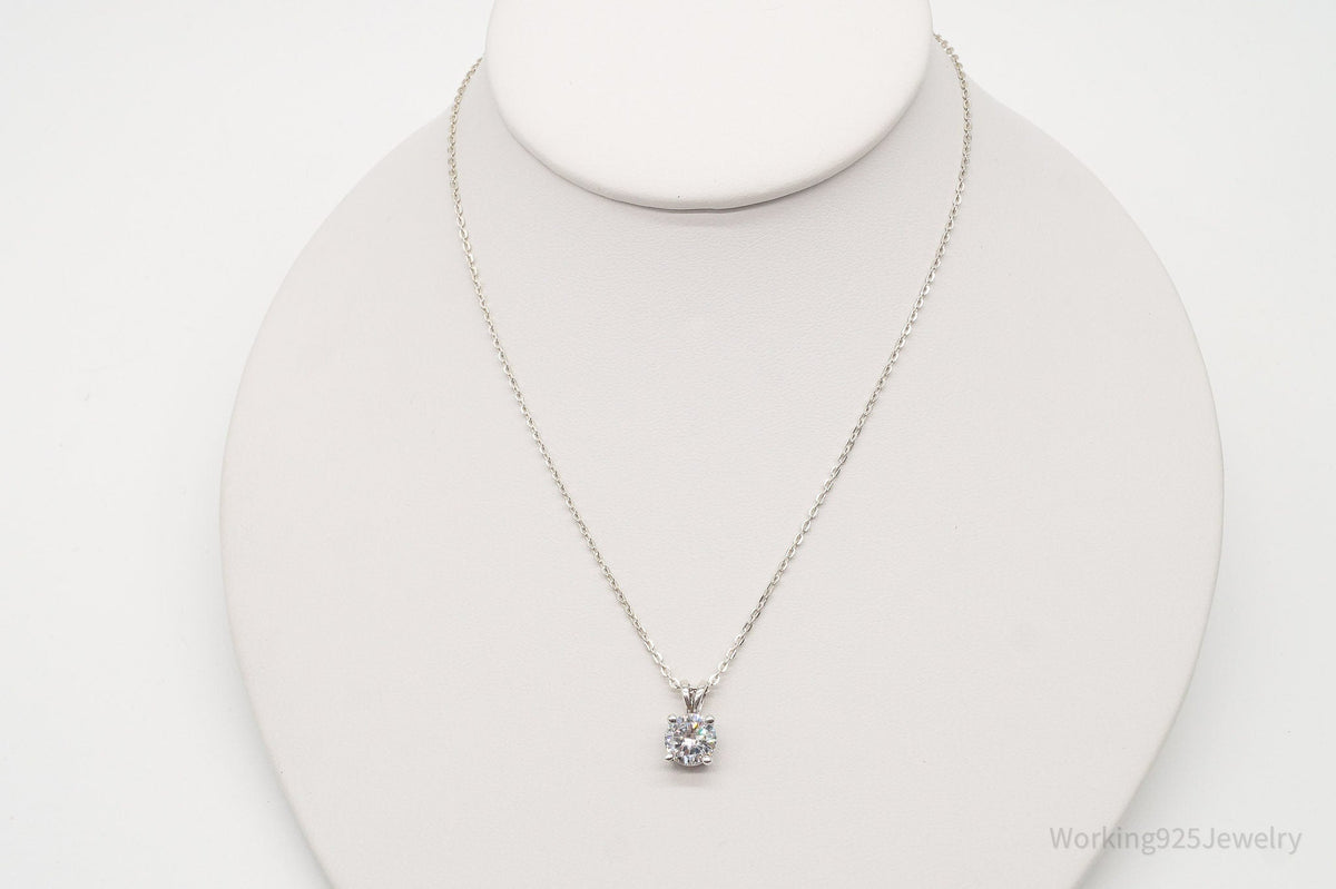 Vintage Large Cubic Zirconia DQCZ Sterling Silver Necklace