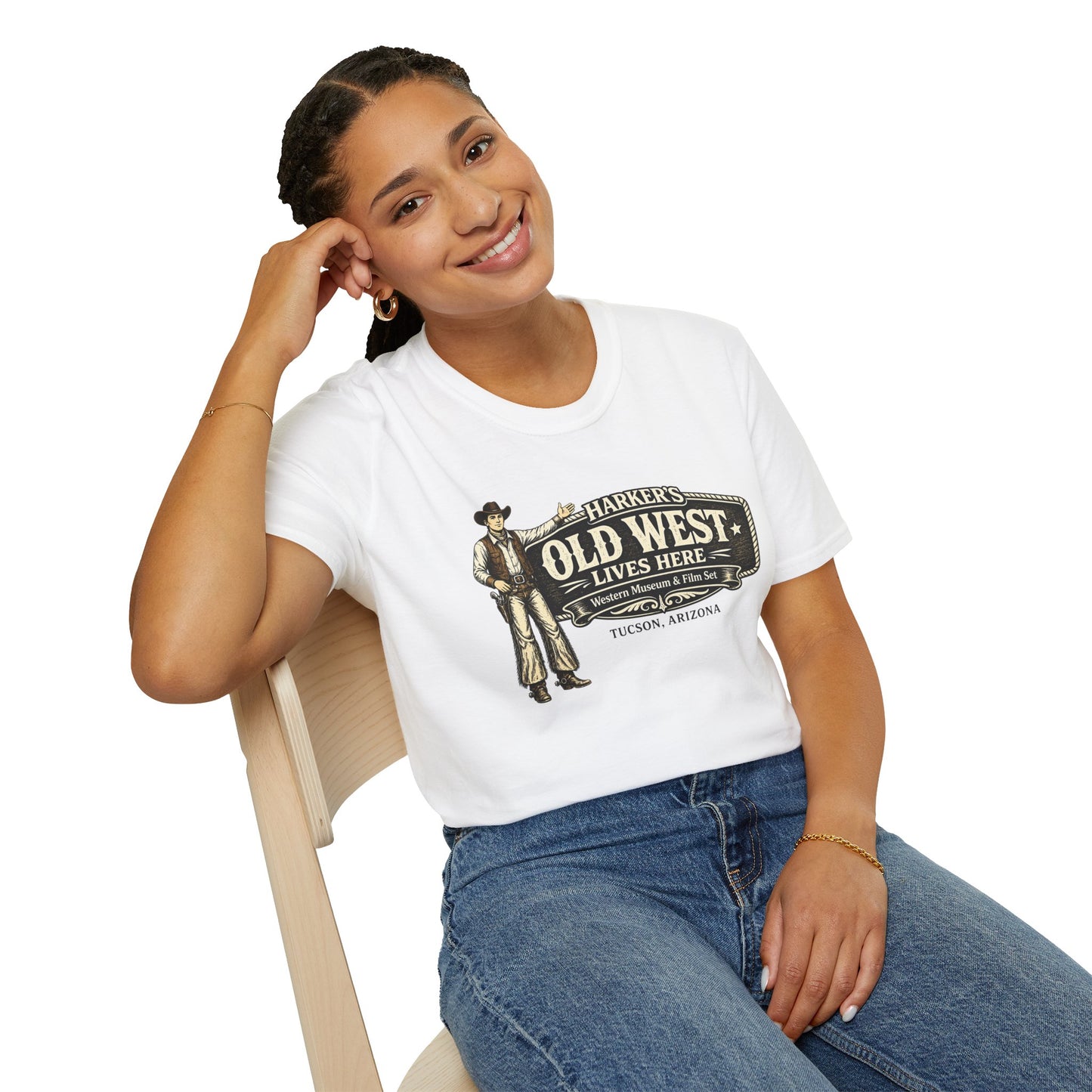 HARKER'S Old West Lives Here T-Shirt — Vintage Cowboy Tucson Graphic Tee