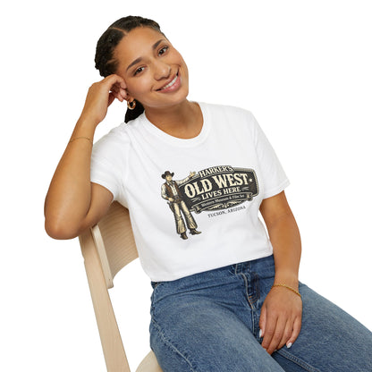 HARKER'S Old West Lives Here T-Shirt — Vintage Cowboy Tucson Graphic Tee