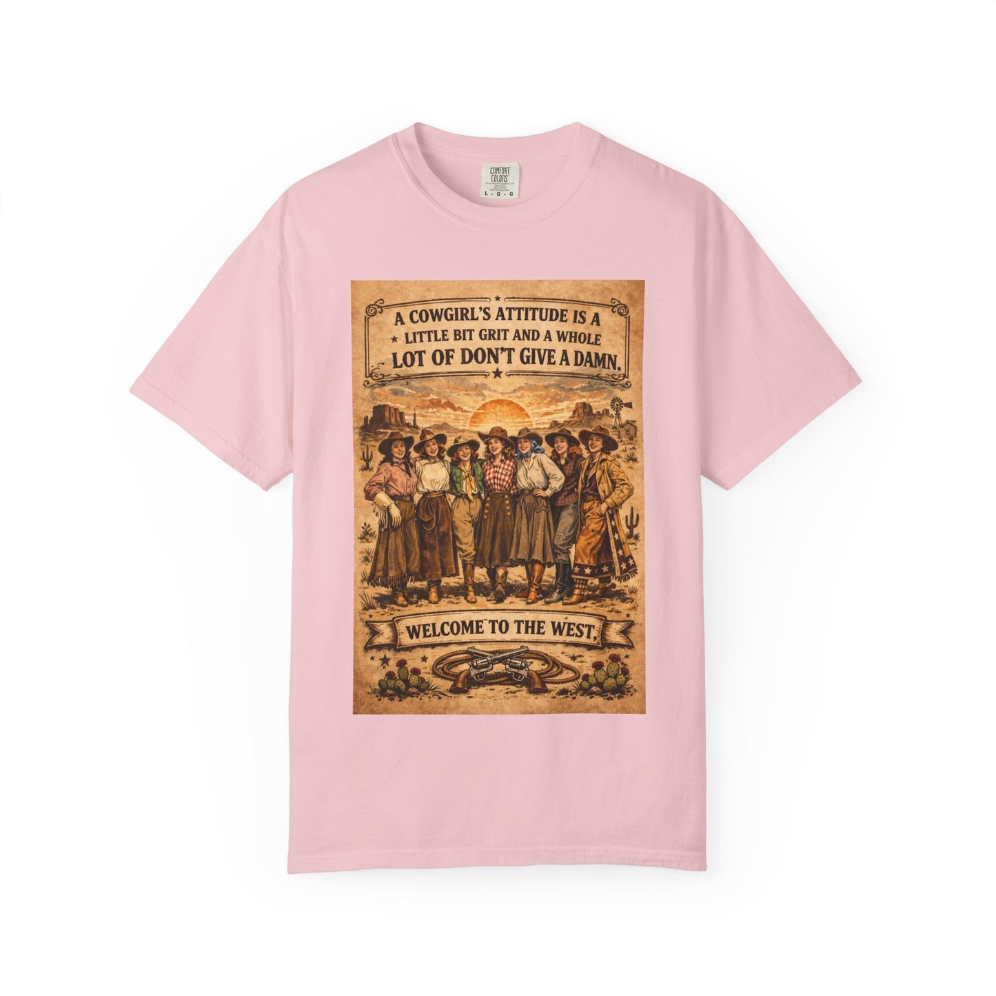 Cowgirl Attitude Graphic T-Shirt — "Welcome to the West" Vintage Western Tee