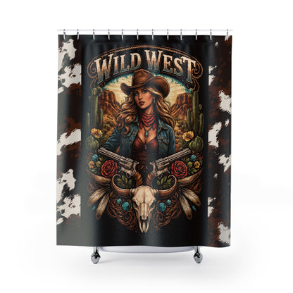 Wild West Cowgirl Shower Curtain — Western Desert Bathroom Decor
