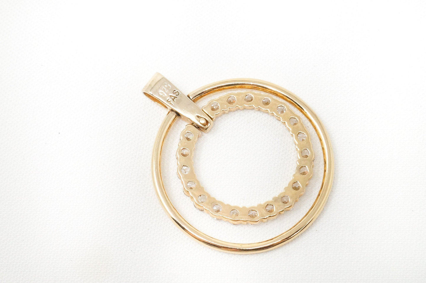 Vtg Designer FAS Gold Vermeil Cubic Zirconia Sterling Silver Necklace Pendant
