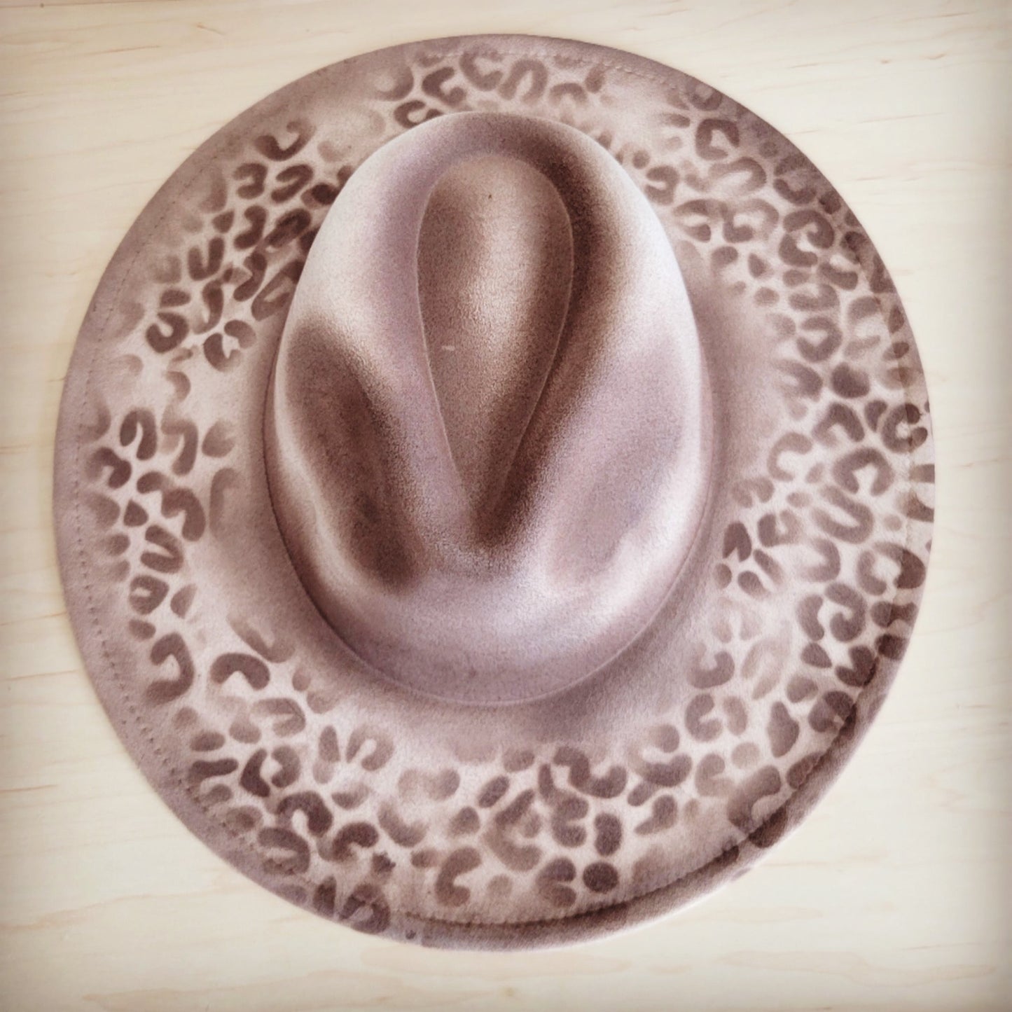 Hand-Painted Leopard Boho Western Cowgirl Hat Only-Brown 986q