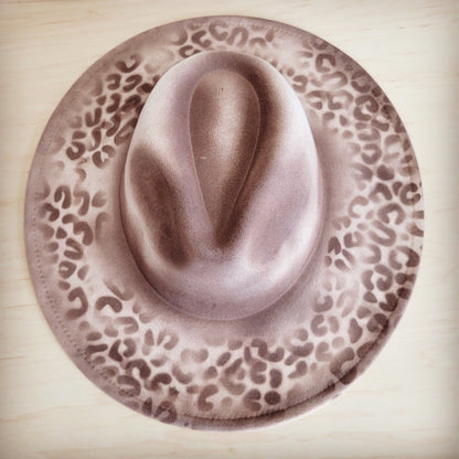 Hand-Painted Leopard Boho Western Cowgirl Hat Only-Brown 986q