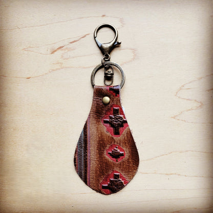 Leather Keychain-Red Brown Navajo 702L