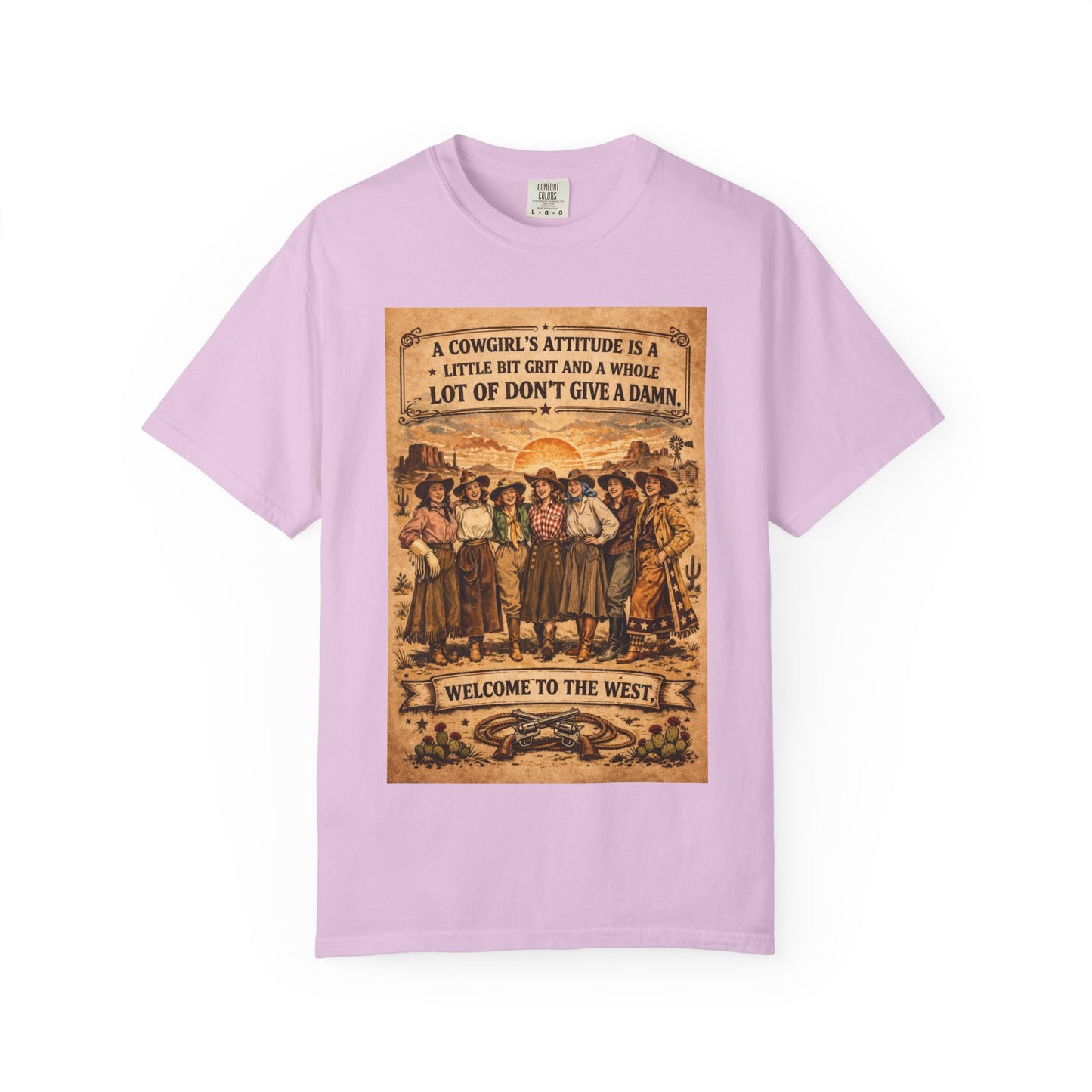 Cowgirl Attitude Graphic T-Shirt — "Welcome to the West" Vintage Western Tee