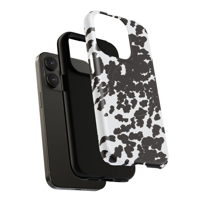 Cow Print Tough Magnetic Phone Case — Black & White Protective MagSafe Cover