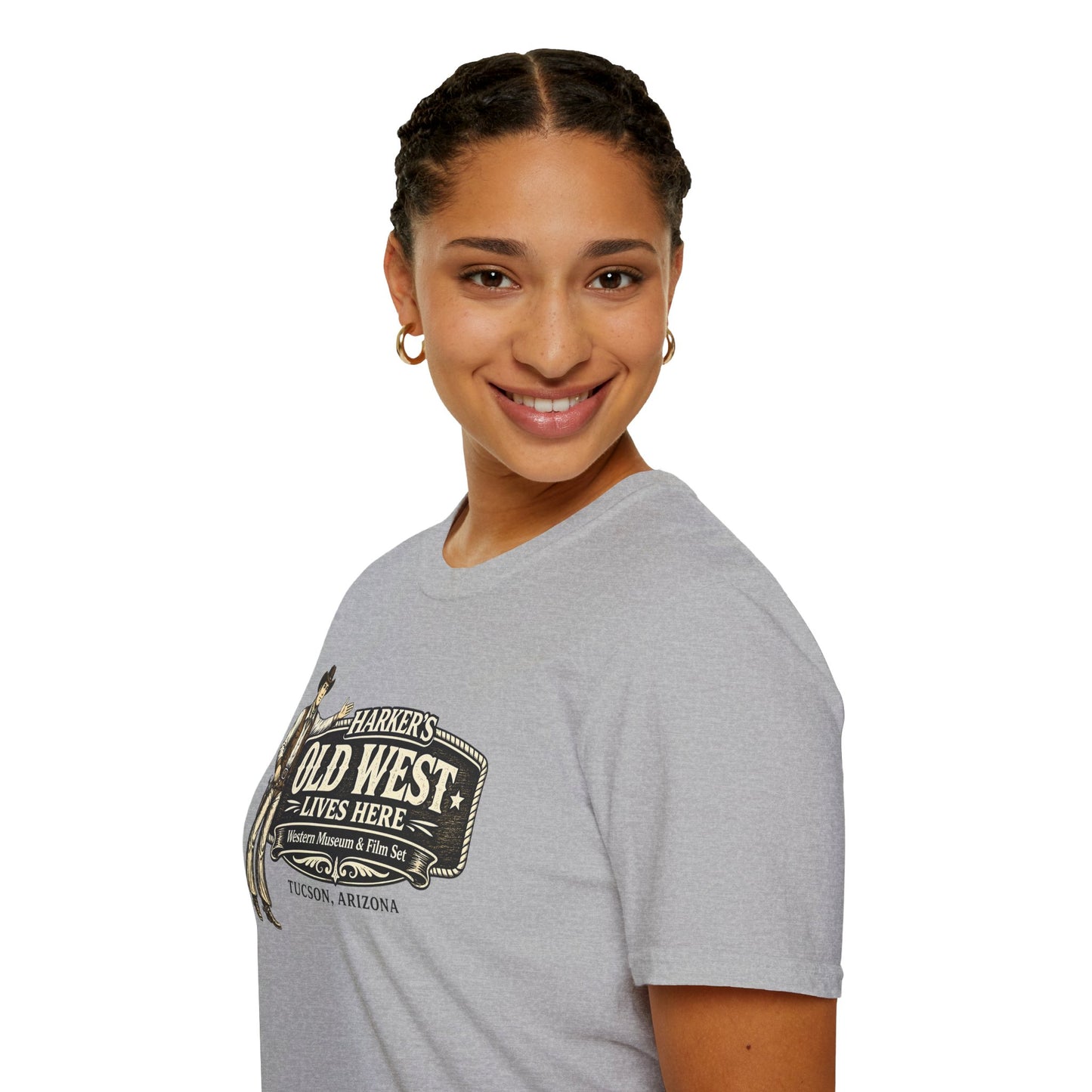HARKER'S Old West Lives Here T-Shirt — Vintage Cowboy Tucson Graphic Tee