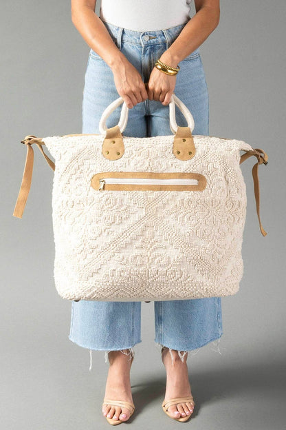 Cream Vintage Inspired Textured Tote