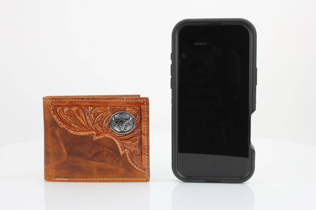 The Stockyard Tooled Leather Bifold Wallet | Branding Iron Western Wear