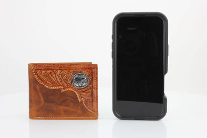 The Stockyard Tooled Leather Bifold Wallet | Branding Iron Western Wear