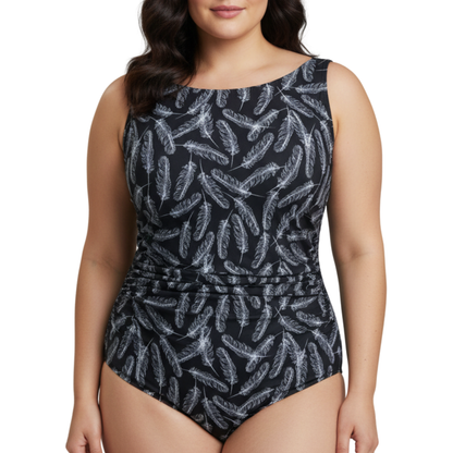 InstantFigure Feathers High-Neck One-Piece Swimsuit 78591P