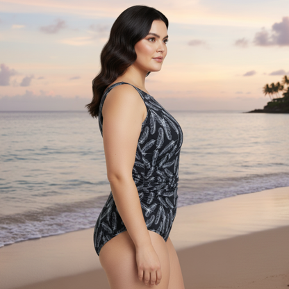 InstantFigure Feathers High-Neck One-Piece Swimsuit 78591P