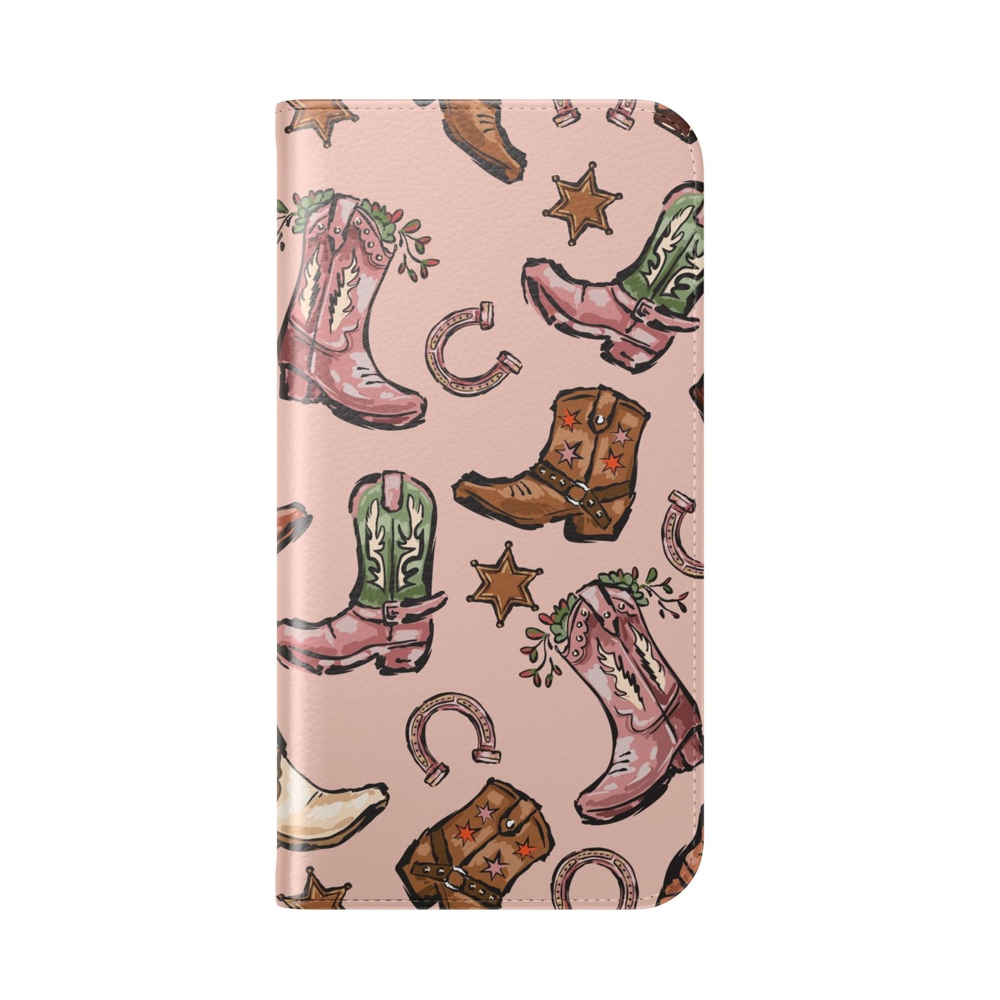 Western Boots Flip Wallet Phone Cases Pink