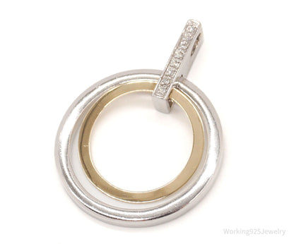 Vintage Designer Alwand Vahan 14K Gold Cubic Zirconia Sterling Silver Pendant