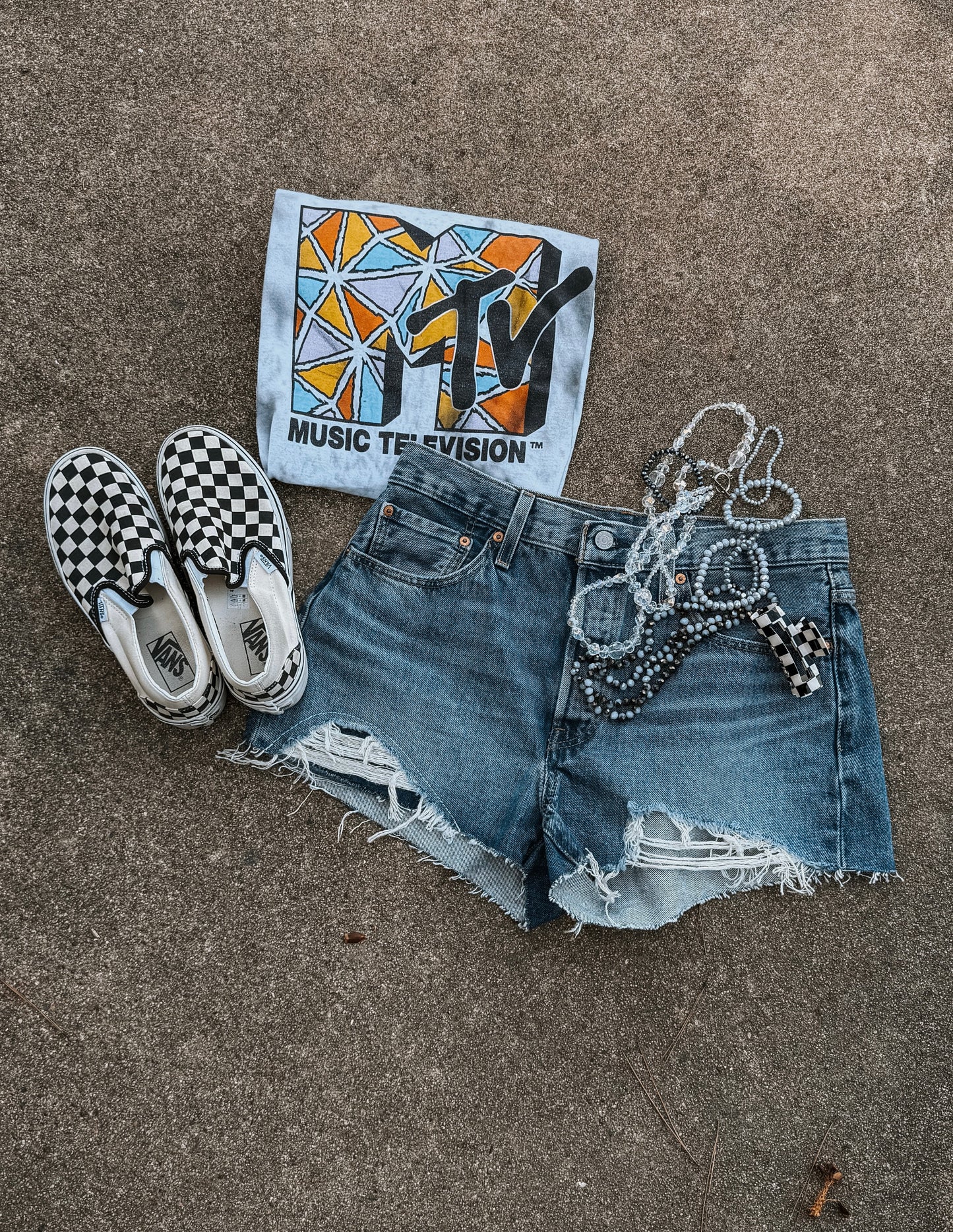 Upcycled By Katie: MTV Music Television Tee – Hand-Bleached One-of-a-Kind (2XL) Shirt