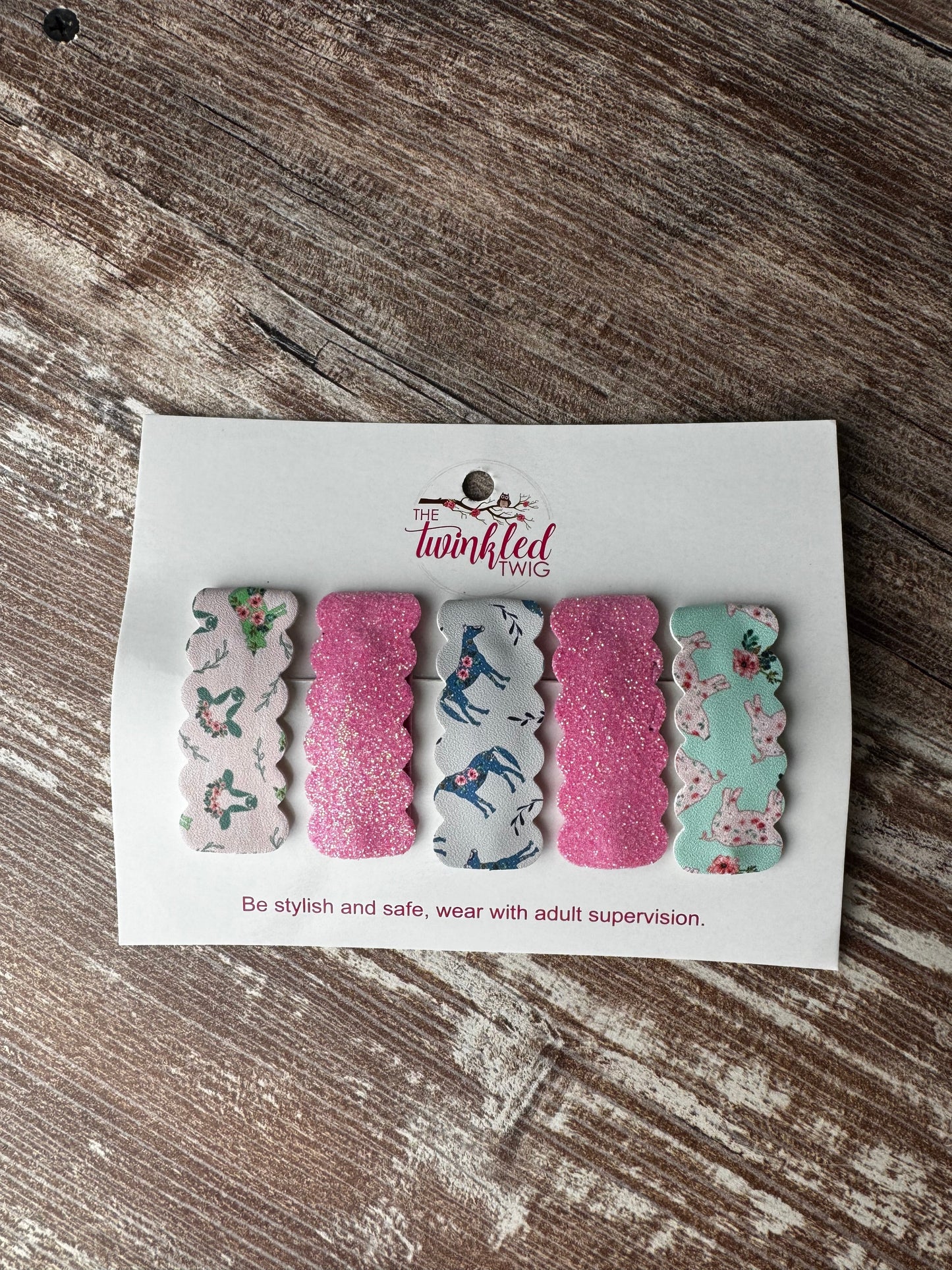 Handmade Hair Clip Set - Pink Farm Girl