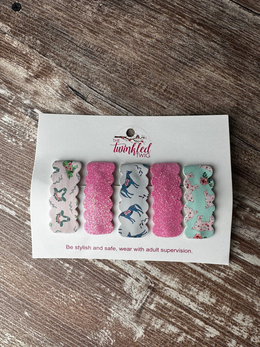 Handmade Hair Clip Set - Pink Farm Girl