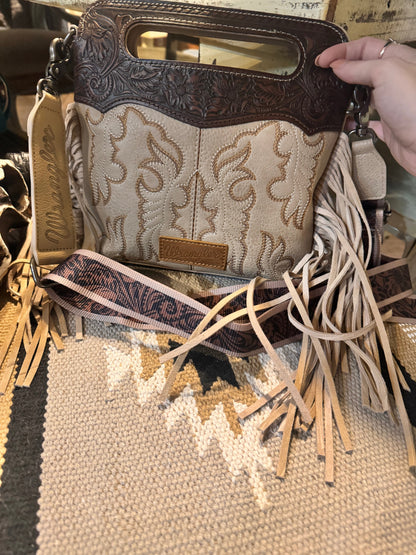 Wrangler Top Handle Embroidered Fringe Tote/Crossbody