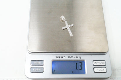 Vintage Cubic Zirconia Cross Sterling Silver Necklace Pendant