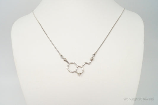 Serotonin Molecule Sterling Silver Necklace
