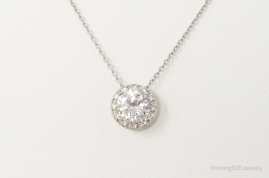 Vintage Large Cubic Zirconia Sterling Silver Necklace