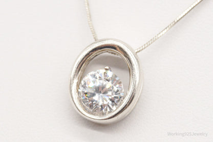 Vintage Large Cubic Zirconia DQCZ Sterling Silver Necklace
