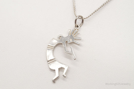 Vintage Native America Dancing Kokopelli Sterling Silver Necklace