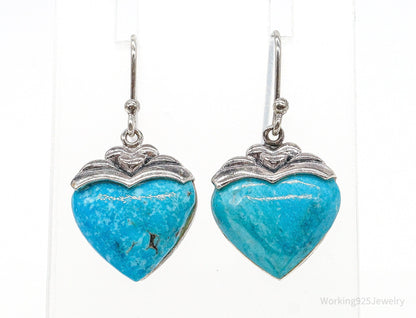 Designer SX Turquoise Hearts Sterling Silver Earrings