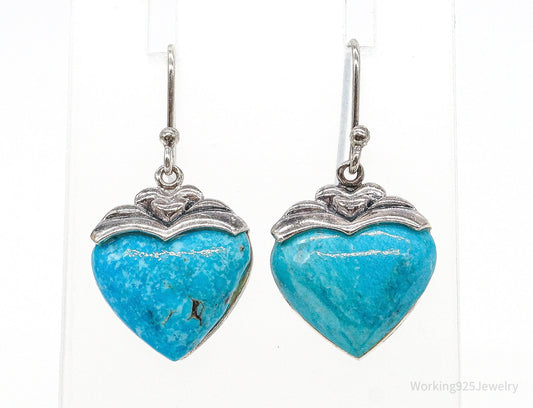 Designer SX Turquoise Hearts Sterling Silver Earrings