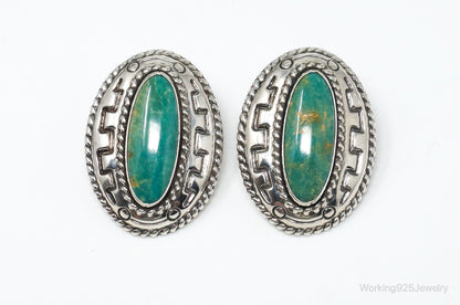 Large Western Designer Carolyn Pollack Relios Turquoise Sterling Silver Earrings