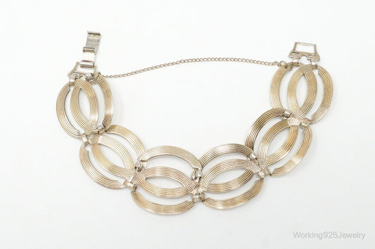 Vintage Designer Symmetalic 14K Gold Art Deco Sterling Silver Bracelet